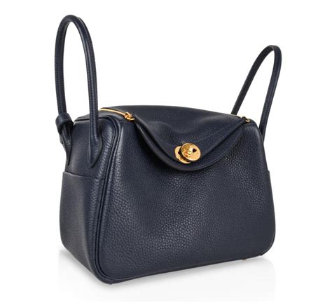 Hermes Lindy 26 Bag Blue Nuit Clemence Gold Hardware